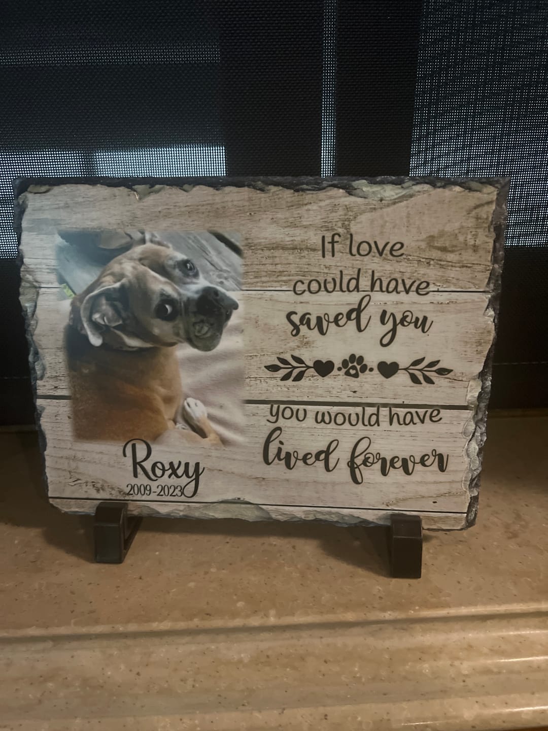 Customer photo review of Personalized Dog Memorial   If Love Could Have Saved You  Personalized Picture Keepsake