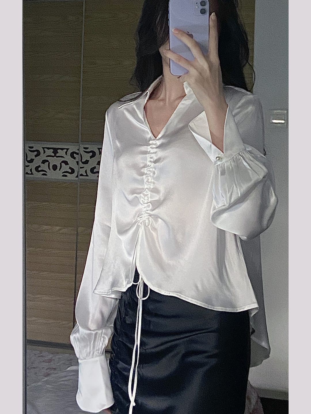Customer photo review of SILKINC Venus Ruched Silk Shirt (Venus blouse)