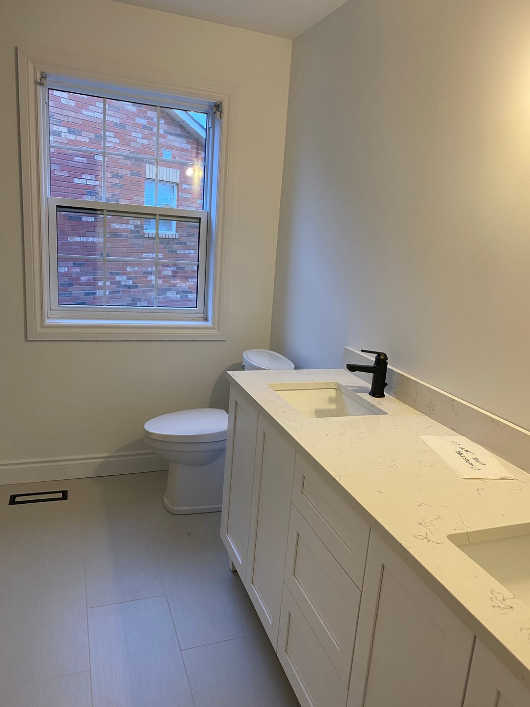 Customer photo review of Bridgeport 72" Satin White Bathroom Vanity, Double Sink