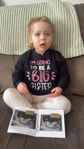 Customer photo review of I'm going to be a big sister Sweatshirt