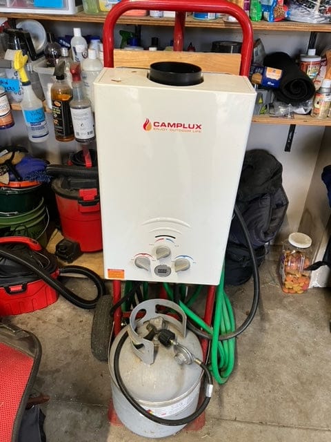 Customer photo review of Portable Water Heater, Camplux Propane Water Heater, 2.11 GPM Tankless Gas Water Heater, On Demand Water Heater, White