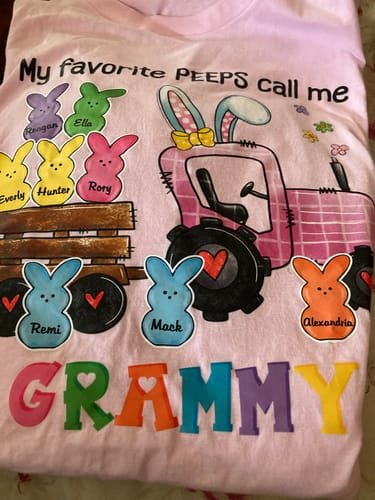 Customer photo review of Personalized Gift For Grandma Easter My Favorite Bunny Pure cotton T-shirt