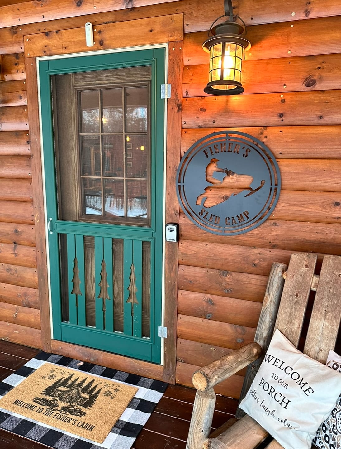 Customer photo review of Custom Snowmobile Camp Metal Sign