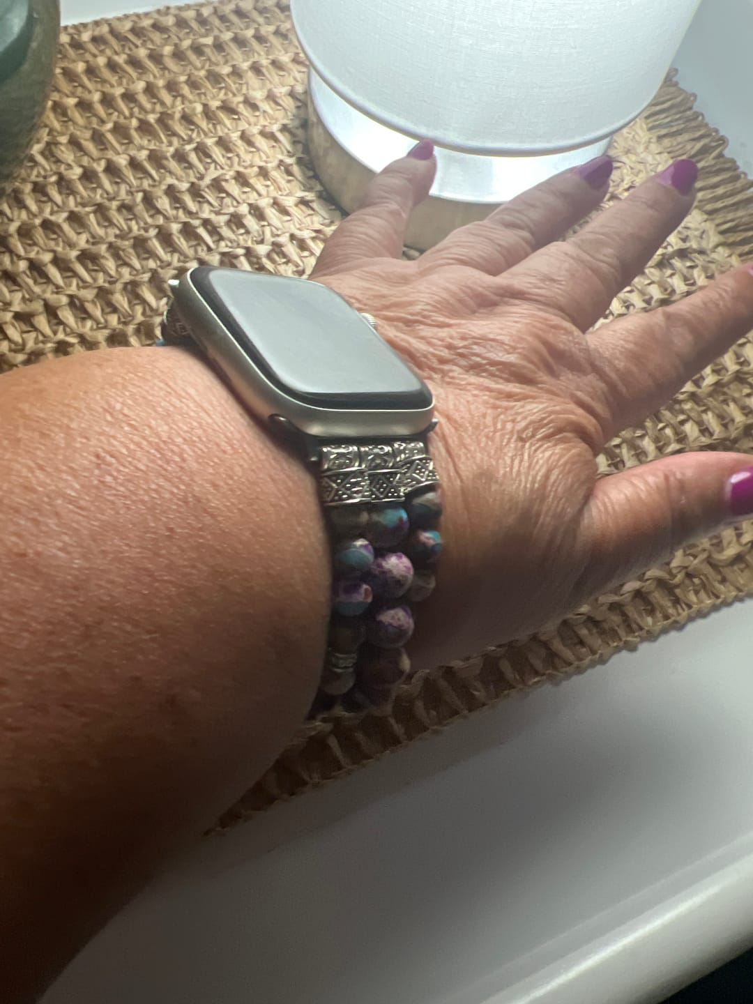 Customer photo review of Intense Jasper Stretch Apple Watch Strap