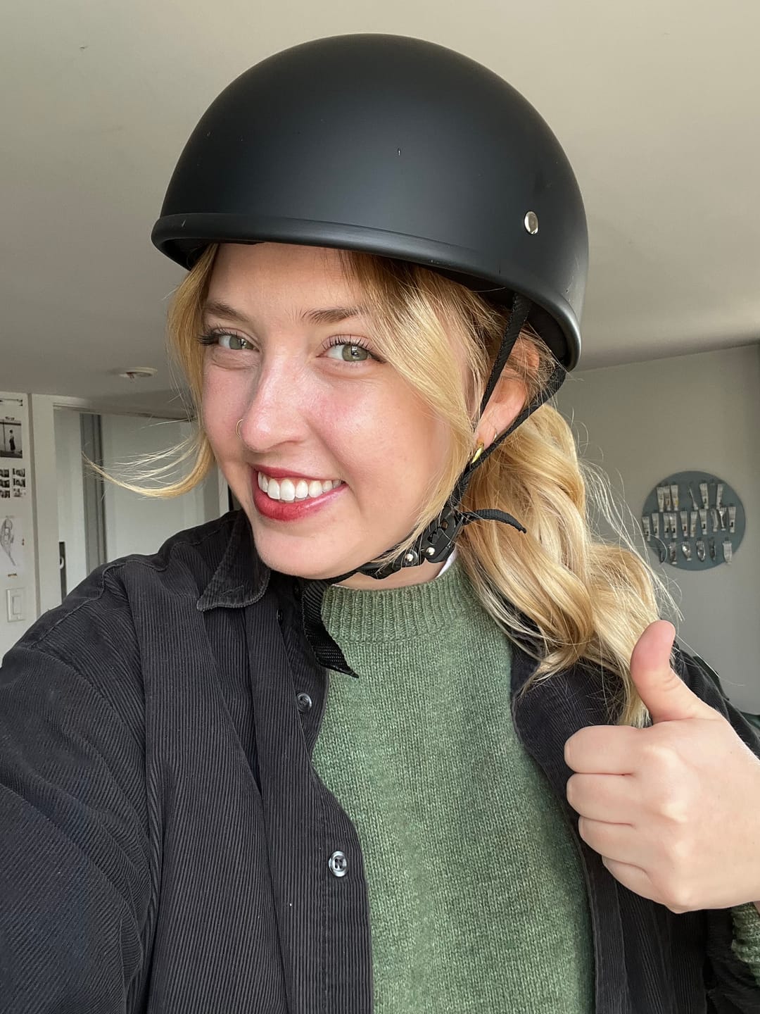 Customer photo review of World's Smallest & Lightest DOT Open Beanie Helmet - Matte Black