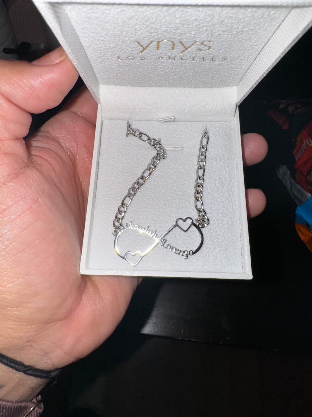Customer photo review of Infinity Heart Name Necklace