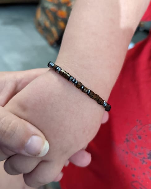 Customer photo review of To My Son & Grandson Morse Code Bracelet | 'I Love You' Hidden Message