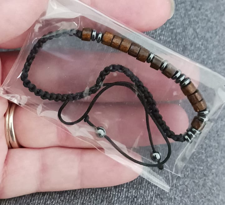 Customer photo review of To My Son & Grandson Morse Code Bracelet | 'I Love You' Hidden Message