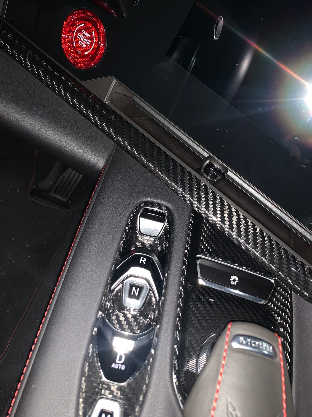 Customer photo review of C8 Corvette Carbon Fiber Gear Shift Trim Cover