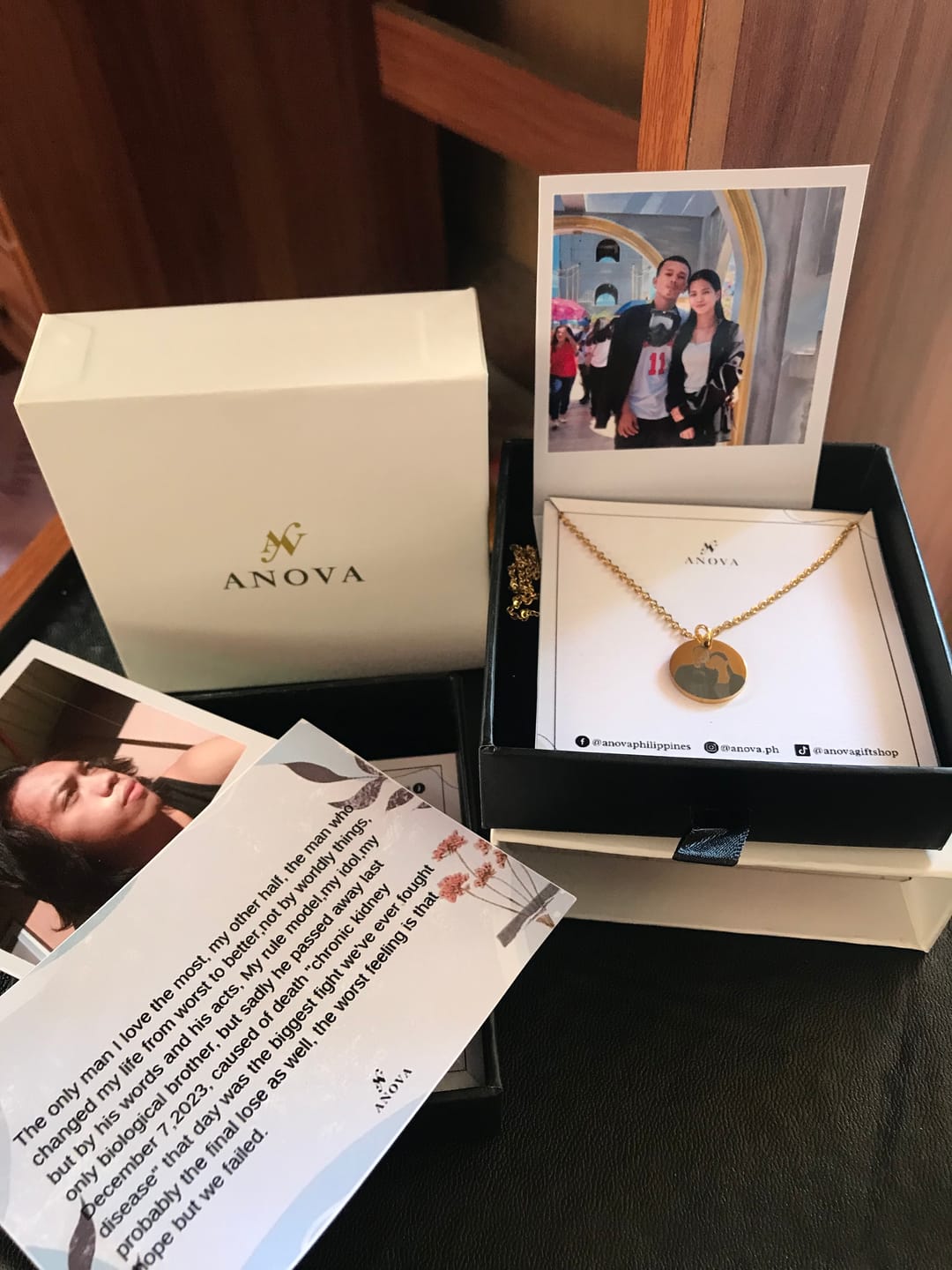 Customer photo review of Photo Engraved Portrait Necklace Gift