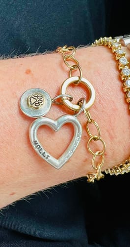 Customer photo review of Silver Brushed Name Open Heart Charm