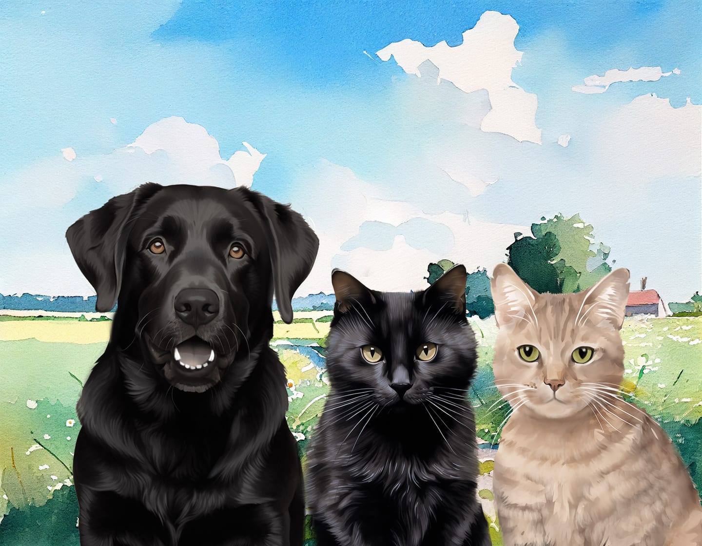 Customer photo review of Watercolor Pet Portrait - 3 Pet