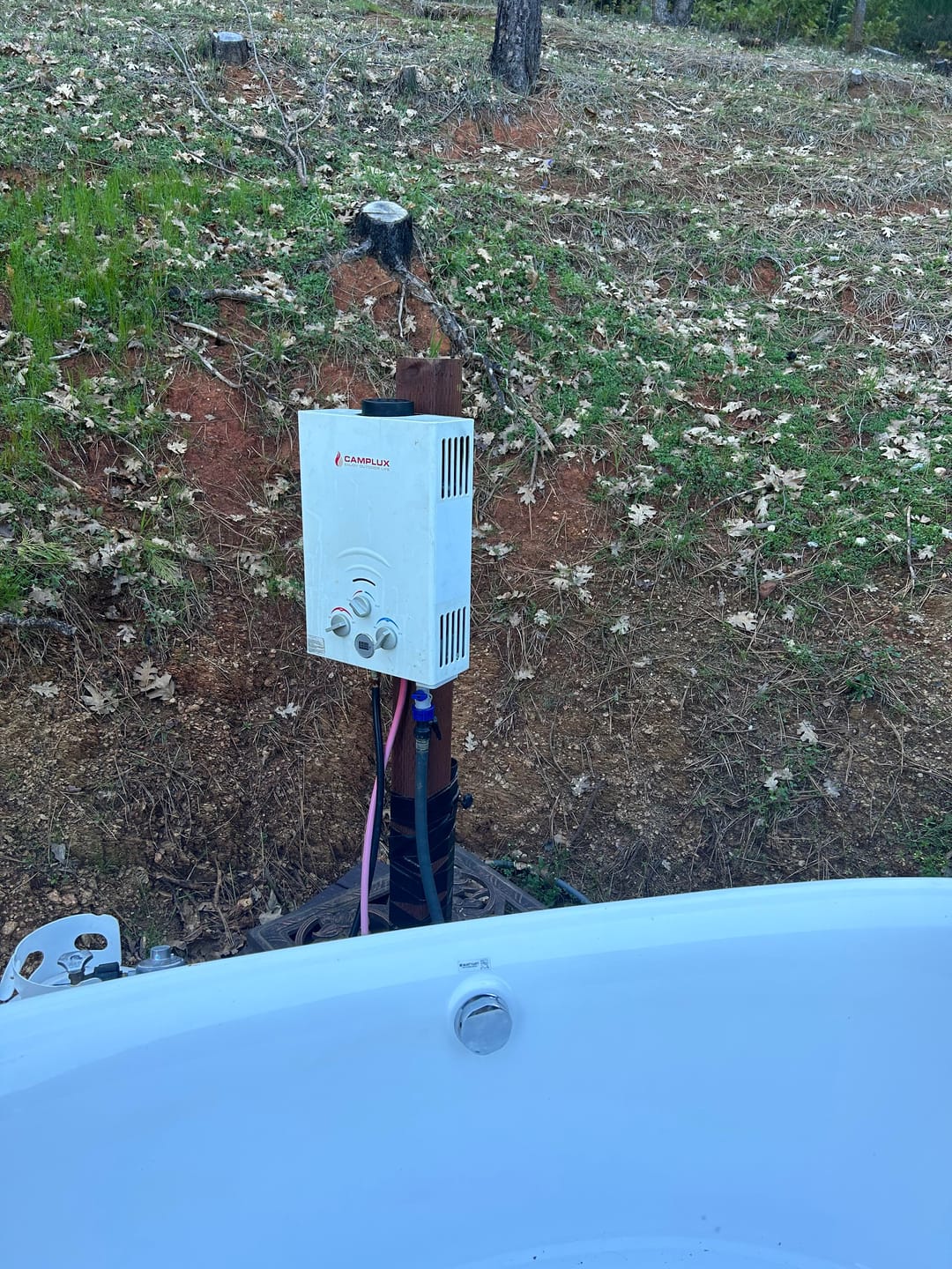 Customer photo review of Portable Water Heater, Camplux Propane Water Heater, 2.11 GPM Tankless Gas Water Heater, On Demand Water Heater, White