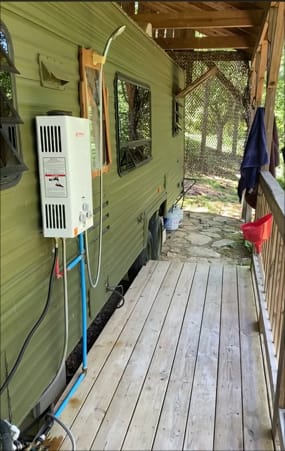 Customer photo review of Portable Water Heater, Camplux Propane Water Heater, 2.11 GPM Tankless Gas Water Heater, On Demand Water Heater, White