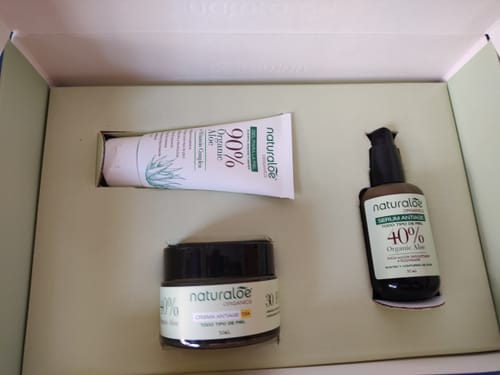 Customer photo review of Set Crema Noche  Antiage + Serum Antiage + Gel Puro Aloe