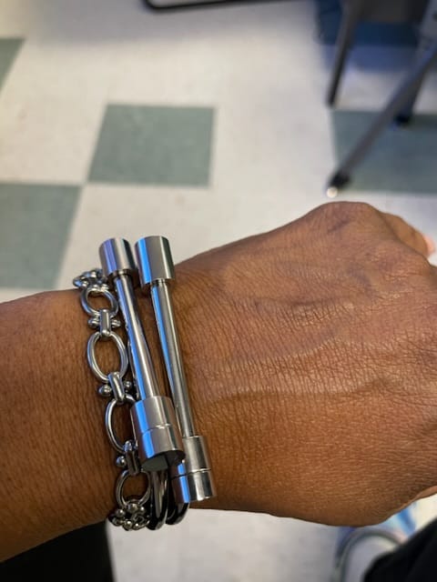 Customer photo review of Tabitha Stainless Steel Bar Bangle