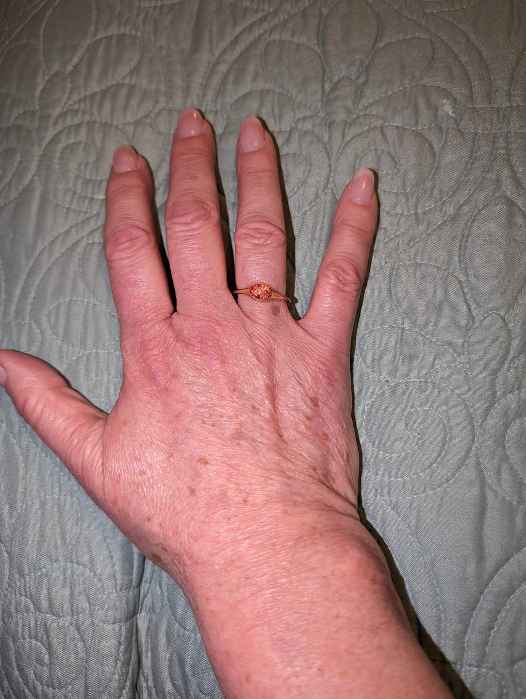Customer photo review of Golden Oval Ring with Cremation Ashes