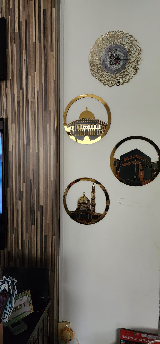 Customer photo review of Masjid Al Aqsa Masjid Al-Haram Masjid An-Nabawi Islamic Wall Art - Circular Design