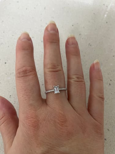 Customer photo review of Aquamarine & 0.08 TW Diamond Ring in 9ct White Gold