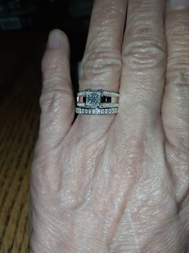 Customer photo review of Princess Cut Moissanite Triple Row Pave Engagement Ring