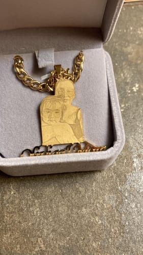 Customer photo review of Lovers Charm™ 18K Custom Engraved Necklace