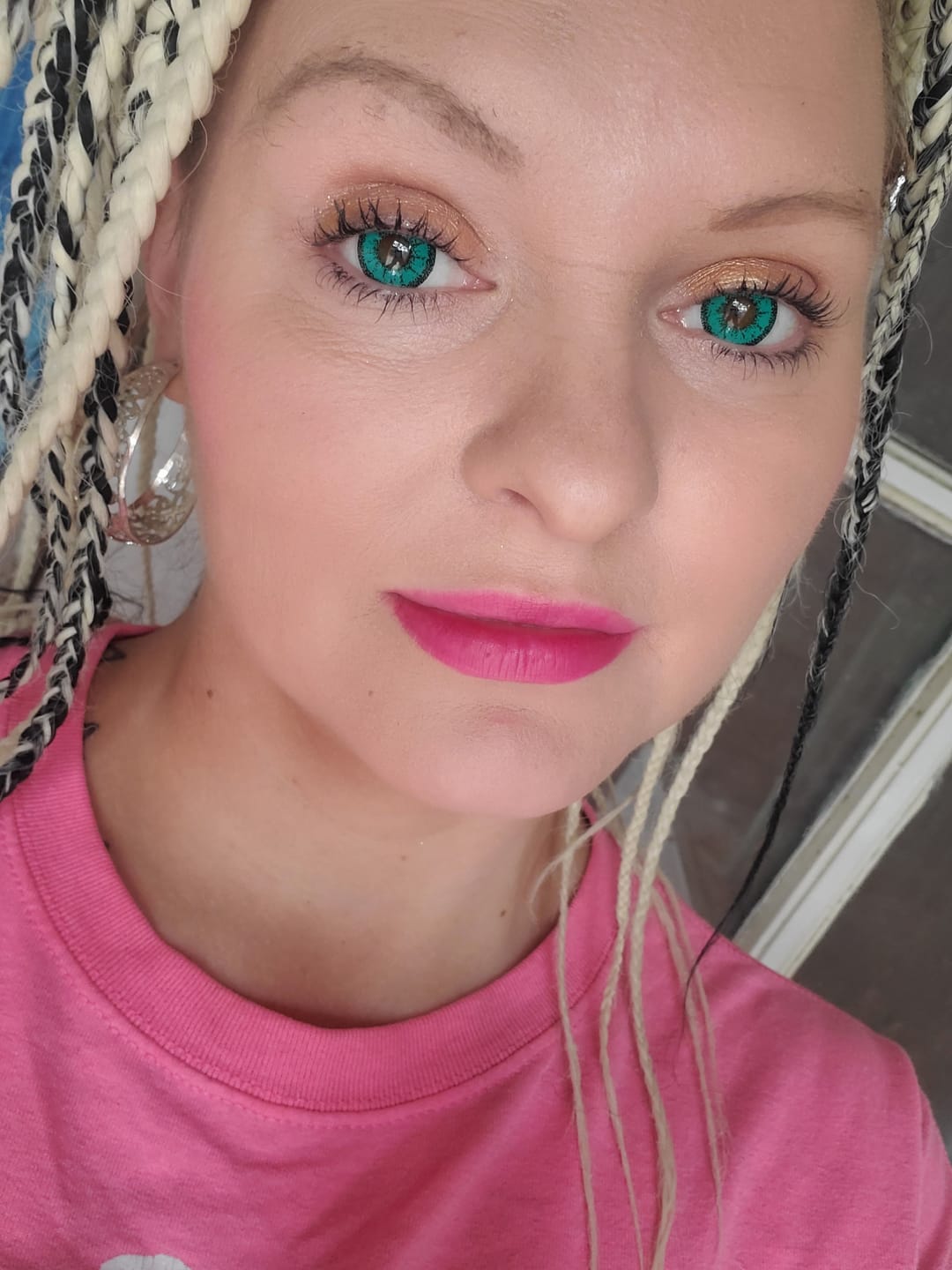 Customer photo review of Cosplay ICE Green Prescription Colored Contact Lenses