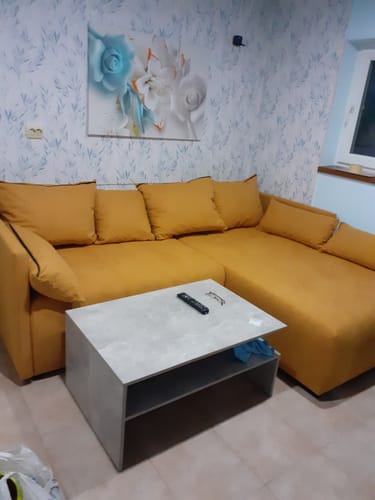 Customer photo review of Colțar extensibil cu ladă de depozitare si sezut confortabil din spuma HR, Malta Muștar II 235x185 cm