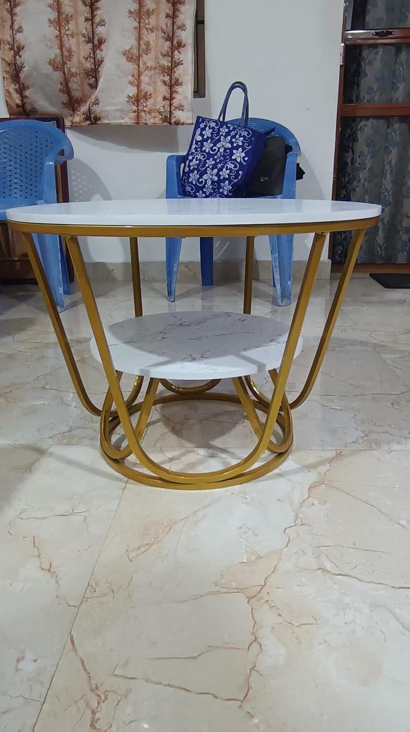 Customer photo review of Round Gold Coffee Table,2 Tier Coffee Tables for Living Room