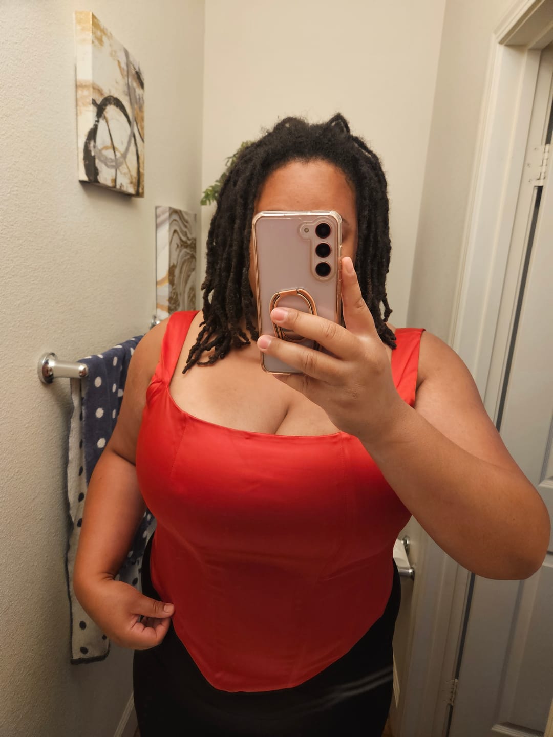 Customer photo review of 'Bianca' Red Fuller Bust Satin Corset Top