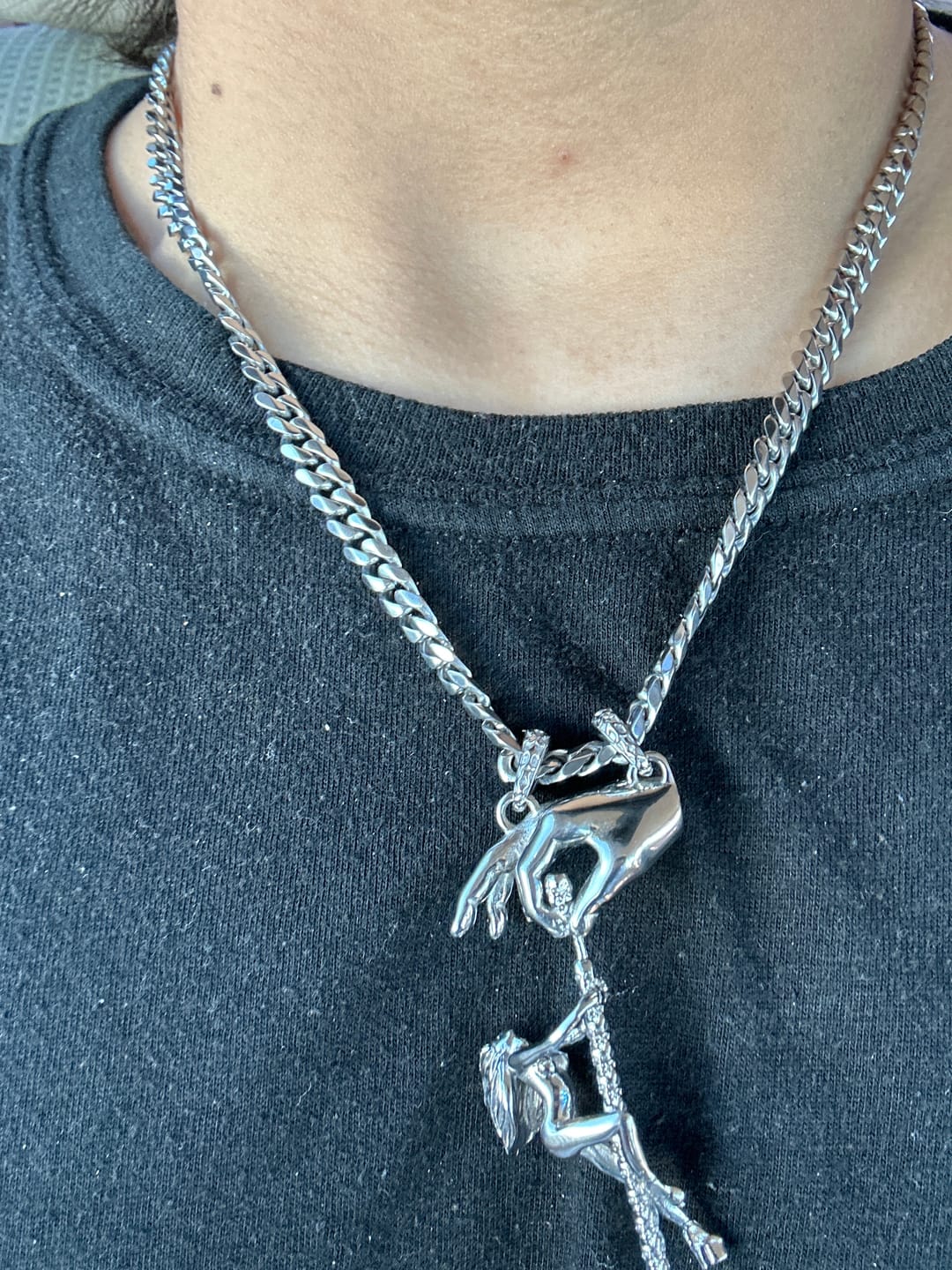 Customer photo review of DANCING WITH DEATH PENDANT