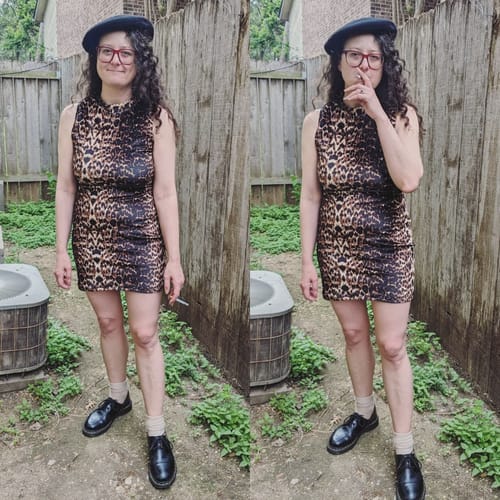 Customer photo review of Audrey Mini-Dress in Leopard