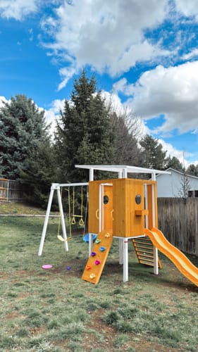 Customer photo review of Forest - Modern Backyard Outdoor Swing Set 2 Swings And Trapeze Bar