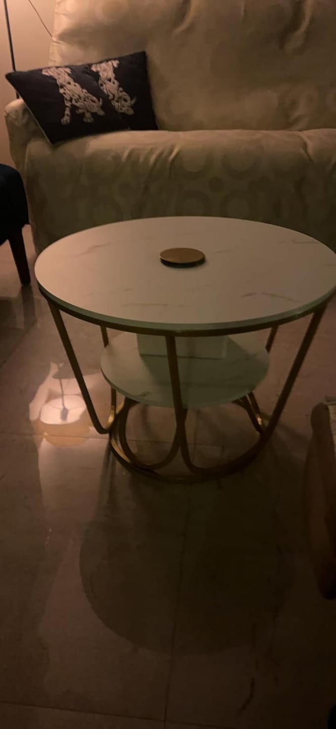 Customer photo review of Round Gold Coffee Table,2 Tier Coffee Tables for Living Room