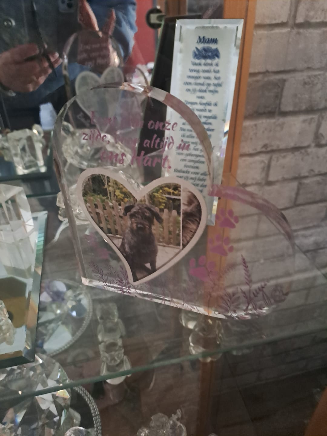 Customer photo review of Eens aan mijn zijde - Gepersonaliseerd glazen hart