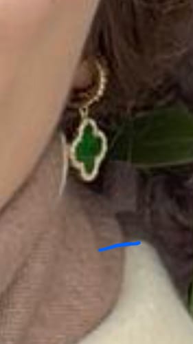 Customer photo review of CLOVER DIAMOND PINK GOLD DROP EARRINGS