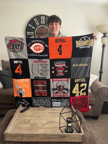 T-shirt quilt featuring boysel raiders by Dawn from OH