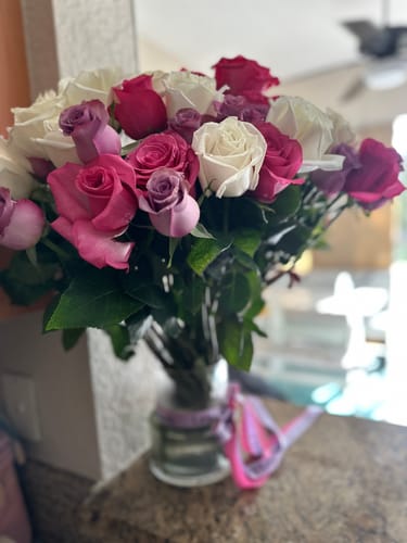 Customer photo review of White & Red Bouquet