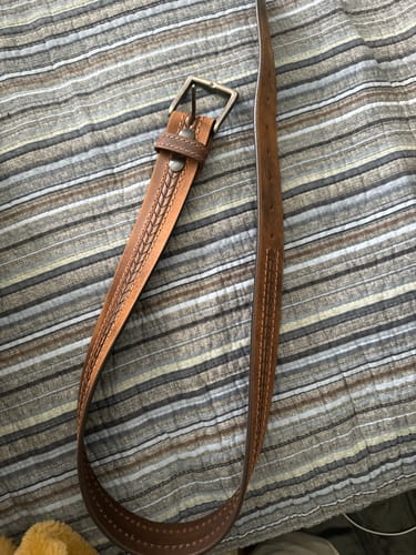 Customer photo review of Brown Arrow Patterned 100% Real Distressed Leather Belt