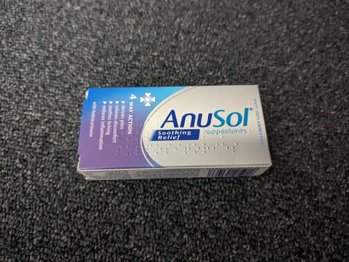 Customer photo review of Anusol Soothing Relief Suppositories 12 Suppositories x 24