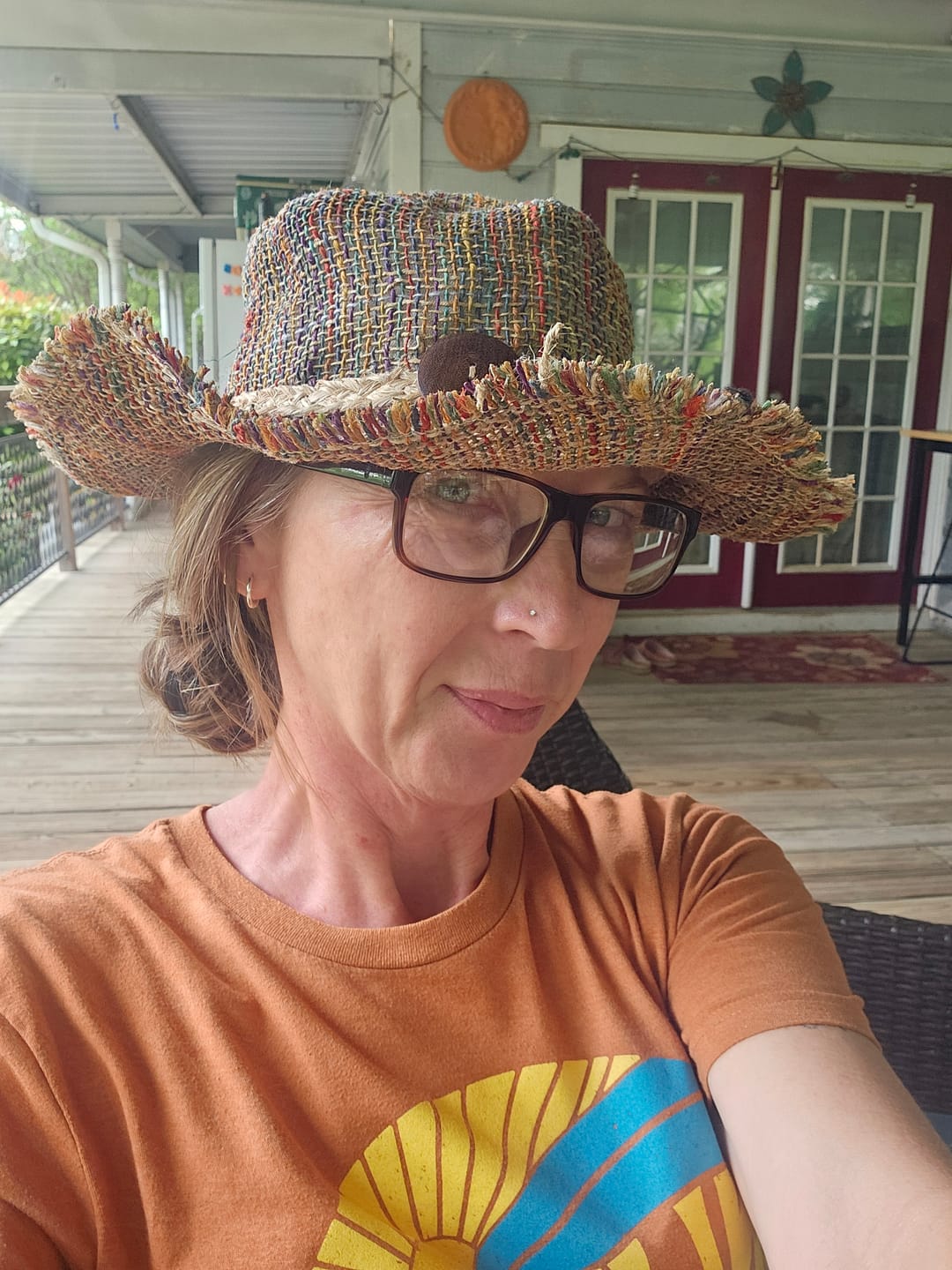 Customer photo review of Rainbow Woven Hemp Hat