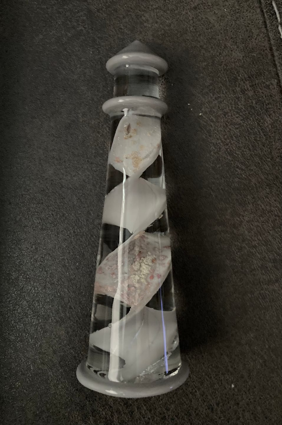 Customer photo review of Memorial Glass Lighthouse with Cremation Ashes
