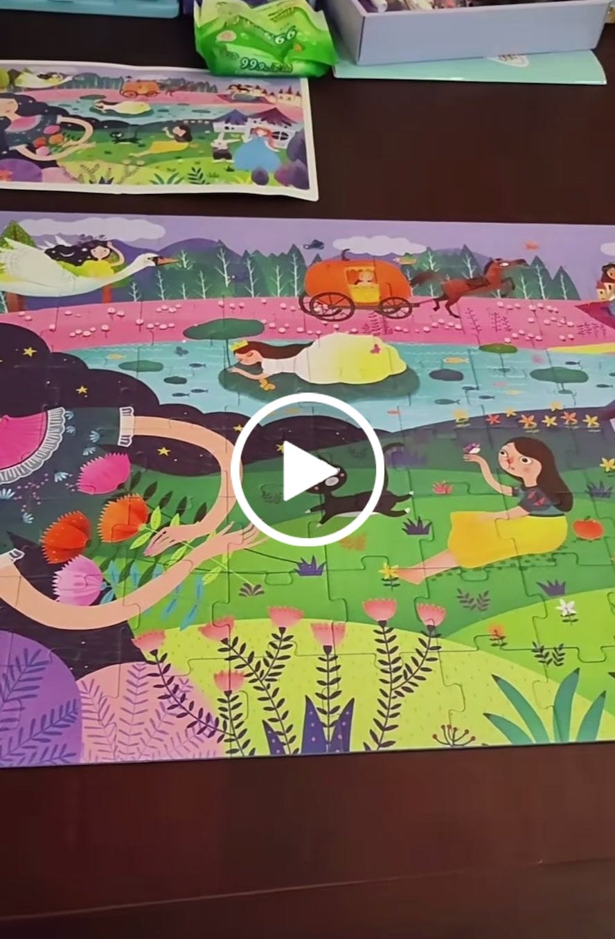 Customer video review of Mideer Gift Box Puzzle 104 Pcs-Dinosaur Age /Sleeping Beauty /Wonderful Ocean
