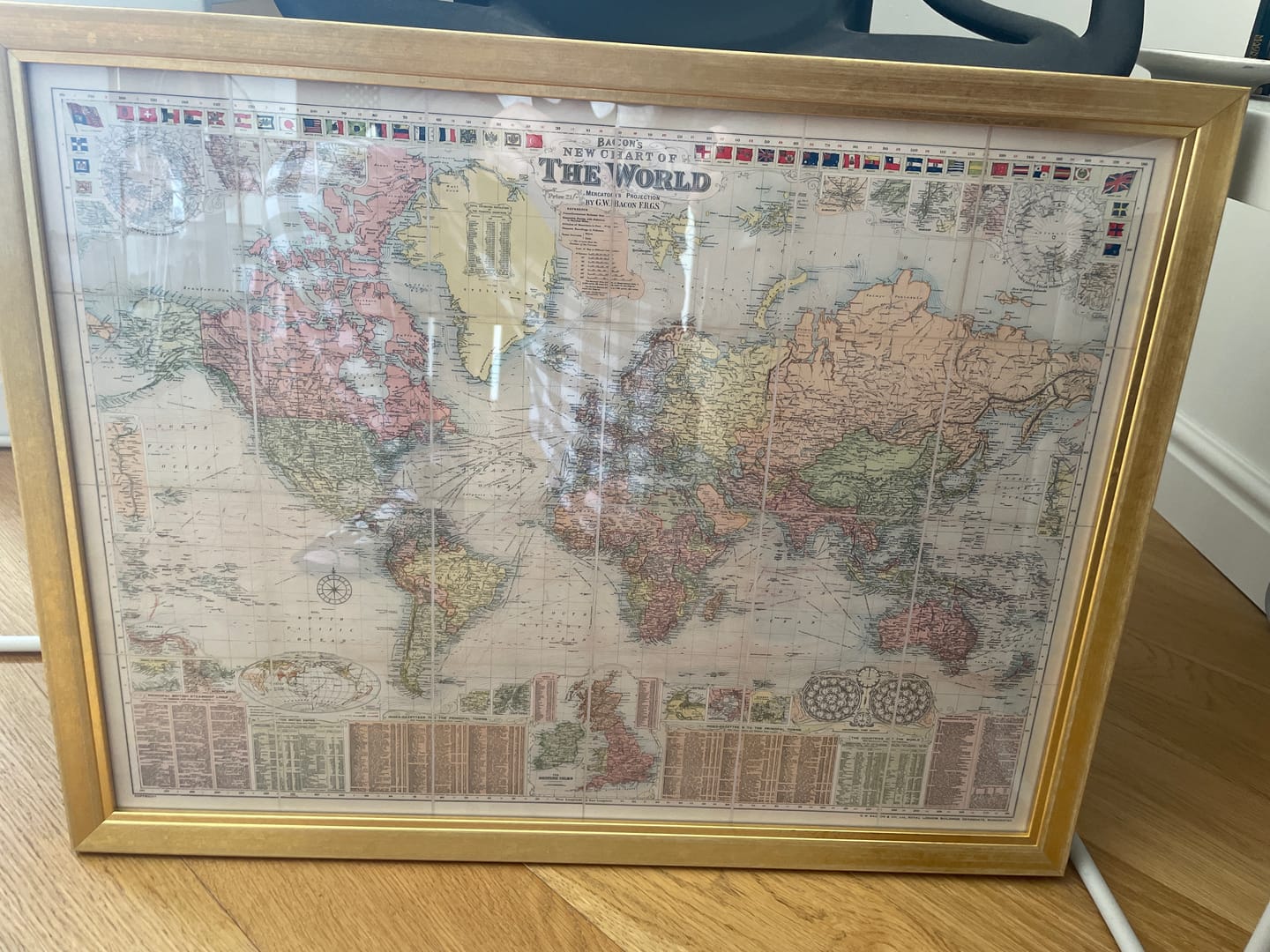 Customer photo review of Old World Map by Bacon, 1908 - Large Rare Atlas - Shipping Lanes, Merchant Navy, Railways, British Empire