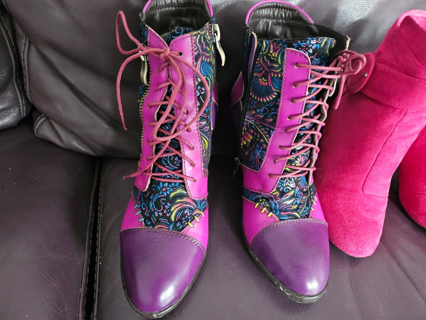 Customer photo review of Retro Handmade Leather Patchwork Ankle Boots