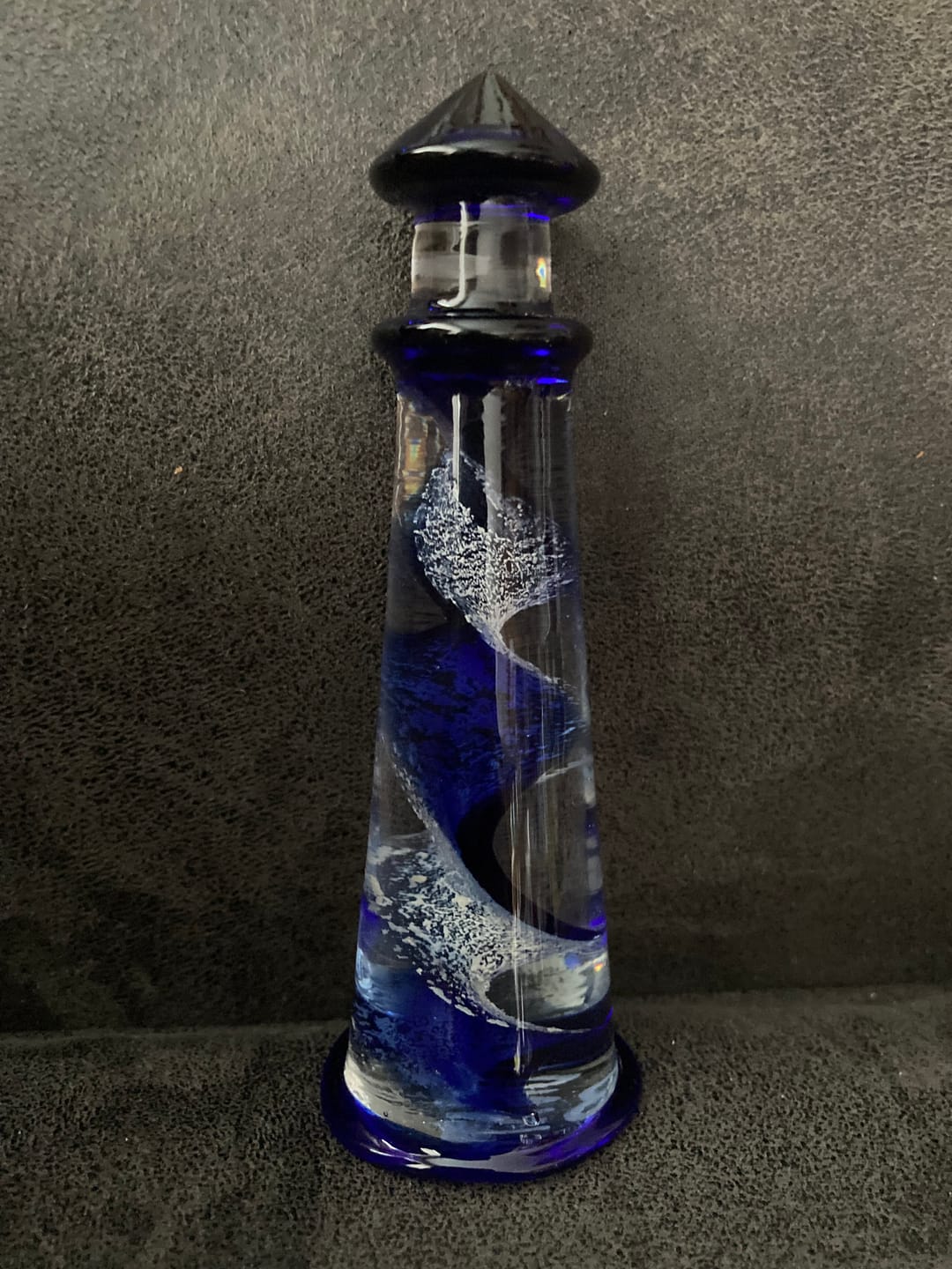Customer photo review of Memorial Glass Lighthouse with Cremation Ashes