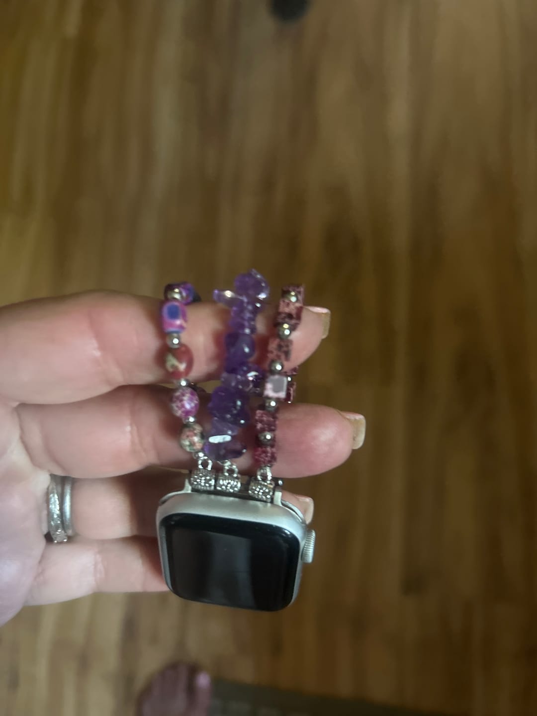 Customer photo review of Royal Amethyst Stretch Apple Watch Strap