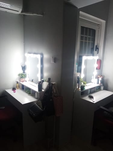 Customer photo review of Τραπέζι Μπουντουάρ Μακιγιάζ Μεικαπ Τουαλέτας Κρεβατοκάμαρας Καθρέφτης Λευκό με Φωτισμό LED Ρυθμιζόμενη Φωτεινότητα RD-T114W01