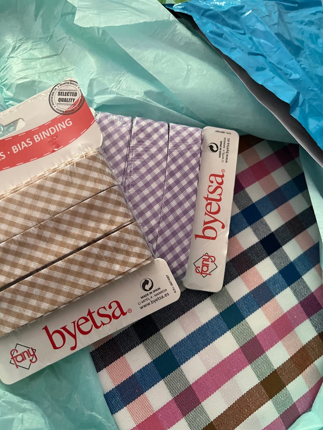 Customer photo review of Gingham Polycotton Bias Binding Tape - 5 metres