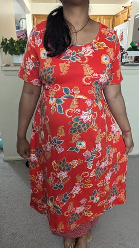 Customer photo review of Orange Floral Night & Lounge Gown