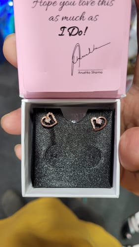 Customer photo review of Rose Gold Beautiful Heart Earrings